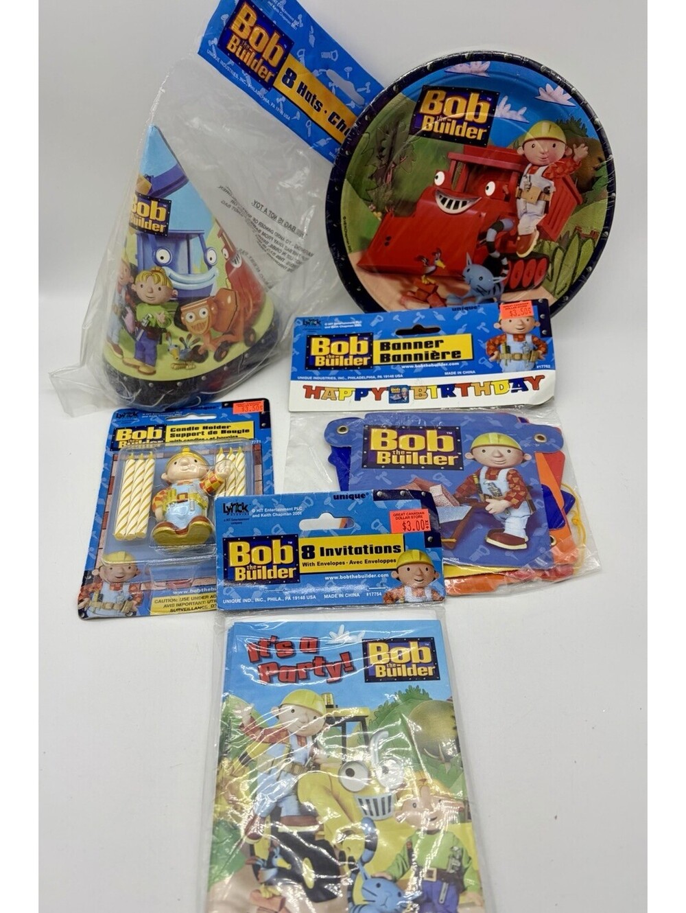 Bob the Builder Birthday Party Supplies Hats Plates Cake Topper Invites & Banner